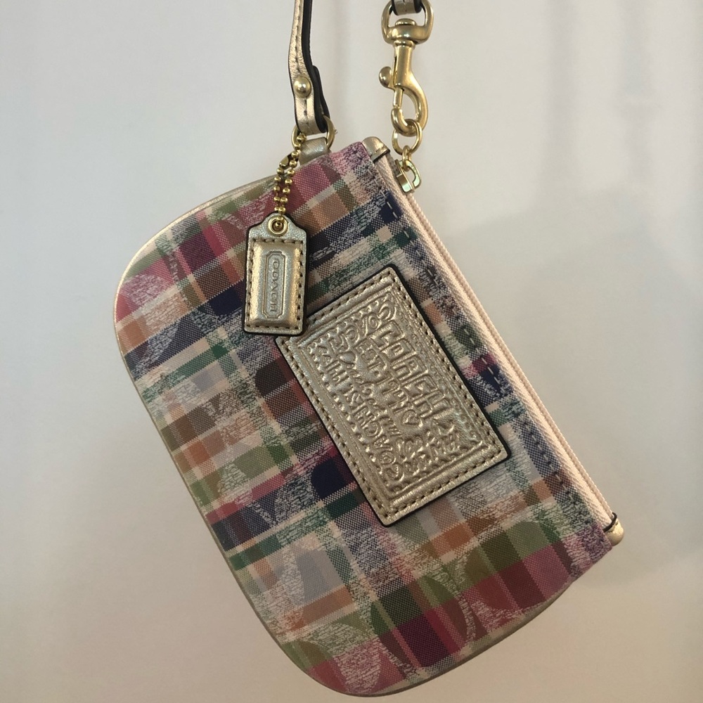 Authentic Coach Poppy Plaid Wristlet